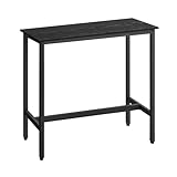 VASAGLE Bar Table, Pub Dining High Table, Sturdy Steel Frame, 40 x 100 x 90 cm, Easy Assembly, Industrial Design, Ebony Black and Ink Black
