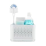 Minky Slimline Sink Tidy, Sink Caddy with Removable Drip Tray, Kitchen Storage Organiser, Brush and Sponge Holder for Kitchen Sink, Made in The UK (Speckled White)