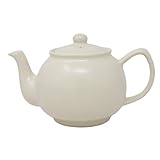 UNIQUE HOME LIVING Matt Cream Finish 6 Cup Teapot 1.1L Stoneware Tea Serving Pot