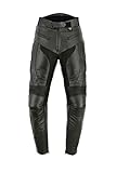 Texpeed Mens Leather Motorcycle Trousers - Motorbike Racing Touring Pants With Genuine Biker CE Armour (EN 1621-1) Protection RS Sports - Black - 40W / 30L