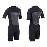 Osprey Men's Shorty 3 mm Summer Wetsuit, Adult Short Sleeve Neoprene Surfing Diving Wetsuit, Origin, Multiple Colours, Black, S