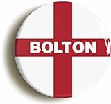 Ozorath Bolton England Flag Button Badge (2inch / 50mm diameter)