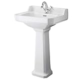 Milano Richmond White Traditional 560mm x 450mm Full Pedestal Bathroom Basin Sink - 1 Tap Hole