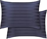 Hafaa Pillow cases 2 Pack – Washed Blue Stripe Pillow Cases Standard Size Pillow Protectors with Envelope Closure Soft & Comfortable Bed Pillows Cover