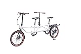 ECOSMO - Tandem Bike - Folding Bike - Adult 20 Inch Bicycle - City Bike 7 Speed - Dual Disc Brakes - 4-Way Folding - Hi-Ten Steel Frame -Rear Rack Mudguard Bell Kickstand Steel - White Weight 30kg