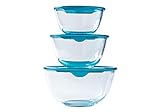 Pyrex® - Prep & Store - Set of 3 Heavy Duty Glass Bowls with Lids (0.5L - 1L - 2L) - BPA Free