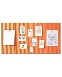 Rokeblau 60x40cm Bulletin Board, Decorative Felt Pin Board, 0.9cm Thick Foldable Photo Display Board with Self-Adhesive Tape, Vision Board for School Home Kitchen Office Walls - Orange