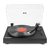 Audizio RP340 Vinyl Record Player, Belt Driven Vinyl Turntable for 7", 10", 12" Records, Audio Technica Cartridge, Adjustable Tonearm, Pitch Control, RCA Output, Black Finish