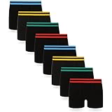 FM London Boys (8-pack) With Elastic Waistband Boxer Shorts, Black, 11-12 Years UK
