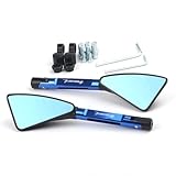 Side Mirrors For Aprilia TUONO V4R/(TUONO V4 1100 Factory)2011-2016 Universal Motorcycle mirror CNC side Rearview (Color : Blue)