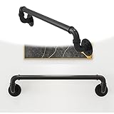 XFAK Handrails With Brackets Wall Mounted Iron Stair Railing - Black Pipe Handrail Elderly/Old Man Indoor Wall Handrail Disabled Keep Standing Poles (Size : 60CM/2FT)