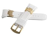 Aqua Master 28mm White Rubber Watch Band Strap with Gold-Tone Buckle
