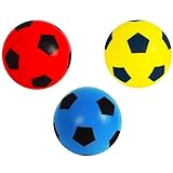 HTI Fun Sport Foam Footballs 3 Pack – Soft 19.4cm Sponge Balls for Indoor & Outdoor Play | Lightweight & Durable | For Kids, Teens & Adults | Red, Blue & Yellow | Age 3+