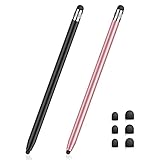 MEKO Stylus Pens for Touch Screens, Universal Tablet Pen Capacitive 2 in 1 Stylus for iPhone/iPad/pro/Mini/Air/Samsung/Tablet (Black + Rose Gold)