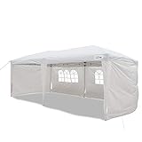 Goutime Easy Pop up Canopy gazebo Marquee Tent,3x6m, W/4 Removable Sidewalls W/wheel Bag,Garden Gazebo Height Adjustable, Party Tent Wedding Water Resistant AwningAll Weather Gazebo Camping (White)