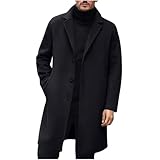Mens Trench Coat, Long Jackets Men 3/4 Length Coat Windbreaker Men's Winter Pea Coats Jacket Outerwear Mid Length Peacoat Long Sleeve Overcoat Wool Trench Coats Casual Warm Outdoor Tweed Jacket
