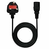 Multibao 1.5M/1.8M 3 Pin UK Plug Kettle Lead 13A Power Cable to C13 Cable Cord For TV, PC, Monitor, Plug, Printers Power Cord (1.5M)