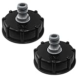 SyiXute 2 Pcs IBC Tank Adapter,IBC Tank Valve for S60X6 to 4 Water Storage Tank Tap,1/2" Course Threaded Storage Tank Cover Tap Water Butt Storage Tank Hose Fitting Parts,Black