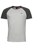 Superdry Mens T-Shirt 'Vintage Baseball Tee' Crew Neck Short Sleeve (Glacier Grey Marl/Rich Charcoal Marl) XXXL