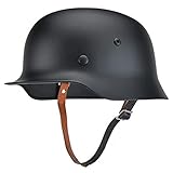 SYLPHID Outdoor WW2 Germany M35 Steel Helmet Stahlhelm World War II German Army Helmet with Leather Liner (Black)