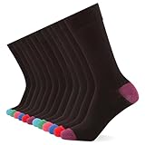 FM London Mens (12-pack) Men’s Smart Breathable Socks, Black/Colour Heel & Toe, 6-11 UK