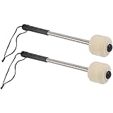 POFET 2pcs Bass Drum Mallet Drum Stick with Wool Felt Head Percussion Accessory