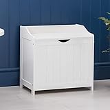 Christow White Laundry Box Wooden Bathroom Storage Basket Linen Clothes Chest
