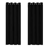 Deconovo Blackout Curtains Bedroom Super Soft Thermal Insulated Eyelet Blackout Curtains for Living Room 46 x 54 Inch Black 2 Panels