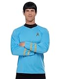Smiffys Star Trek Costume, Original Series Sciences Uniform, Official Star Trek License Outfit, Classic Starfleet Commander Appearance, Star Trek Halloween Fancy Dress Accessory