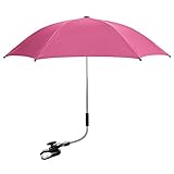 Pushchair Parasol Compatible with Silver Cross, Universal Pram Parasol with 50+ UV Protection, Baby and Infant Sun Umbrella for Buggy, with Adjustable Fixing Clamp, Clip on. (Hot Pink)