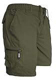 JUST LOOK Mens Cargo Shorts Combat Multi Pocket Elasticated Waist Plain Lightweight Shorts (as8, Alpha, l, Regular, Short, Khaki)