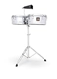 LP Latin Percussion Timbales Aspire Chrome 13" + 14", Stahlkessel Tiefe 16,5 cm, Oberfläche Nickel gebürstet, inkl. LP Aspire Kuhglocke, Timbale-Ständer, Trommelschlüssel, LPA256, Trommel, Drum
