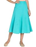 Chums Ladies Linen Mix Skirt with Godet Panels, Cotton Lining & Elasticated Waist Mint 12