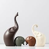 JXCBXJ Ceramic Statue,Elephant Family Figurines Porcelain(Set of 4),Creative Ceramic Decorative,Crafts Ornaments Home Decor,Memorial Gift for Parents, Suitable for Shelf, Bookself, TV Stand Decor.