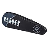 Raquex Bag 3 Racket Badminton Bag - Badminton Racket Cover or Squash Racquet Cover, Adjustable Shoulder Strap - Sports Racket Bag for Men & Women (Black)