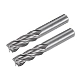 sourcing map 2pcs Carbide End Mills 4-Flute 13mm / 0.51" High-Speed Steel CNC Milling Cutter Bits Tool with Straight Shank for Aluminum Steel Cutting Metalworking