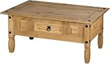 Corona Coffee Table 1 Drawer, Mexican Waxed Pine Solid Wood