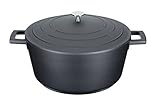 MasterClass Casserole Dish with Lid, Large 5L/28 cm, Lightweight Cast Aluminium, Induction Hob and Oven Safe, Black