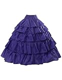 BEAUTELICATE Women’s Petticoat Underskirt Crinoline With 4 Hoops Ruffles Floor Length Half Slip For A-line Fuller Wedding Dress Steampunk Halloween Costume Purple, L-XL