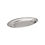 Buckingham Mirror Polish Oval Serving Tray Heavy Gauge Plate Stainless Steel Durable Meat Platter for Restaurant Catering Parties Buffet BBQs (25 Cm), Silver