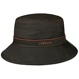 Stetson Avasun Waxed Cotton Bucket Hat Waxed UV Protection 40 Packable Outdoor 100% Cotton Men Autumn Winter Dark Brown L (58-59 cm)