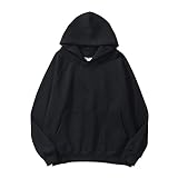 Generisch Hoodie Sweatshirt Fleece Letter Loose Hoodie Sweatshirt Long Sleeve Pocket Drop Shoulder Pullover Top Hooded Jacket Children, black, XXL