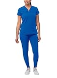 Adar Pro Movement Booster Scrub Set for Women - Sweetheart V-Neck Scrub Top & Yoga Jogger Scrub Pants - P9400 - Royal Blue - S