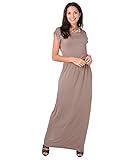 KRISP Women Short Sleeve Summer Jersey Maxi Dress (Mocha, 18), 3269-MOC-18