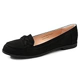 festooning Womens Loafers Shoes Flat Slip on Shoes Black Size 6