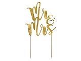 PartyDeco Mr & Mrs Wedding Cake Topper Golden Cake Decoration Bride and Groom Wedding