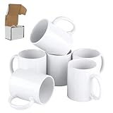 SIGNZWORLD Sublimation Mugs 11oz Blank Plain White Large Handle Coffee Mug Cups with Smash Proof Boxes (Pack of 6)