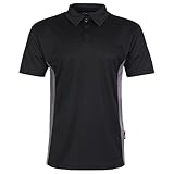 TuffStuff - Elite Polo Shirt for Work - Size XXL, Black - 100% Polyester - Easy Care - Lightweight, Breathable & Moisture-Wicking with Contrast Panels - Versatile Work Wear