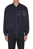 Armani Exchange Men's Front Pockets, Bomber Neck Style, Leather Patch Jacket, Navy Blazer, XS