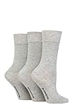 Glenmuir Ladies 3 Pair Comfort Cuff Plain Bamboo Socks 4-8 Grey